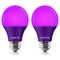 Luxrite A19 LED Light Bulbs 8W (60W Equivalent) Purple Colored Bulbs Non-Dimmable E26 Base 2-Pack LR21494-2PK - alternate 1